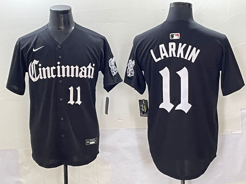 Men's Cincinnati Reds Barry Larkin #11 Black Jersey